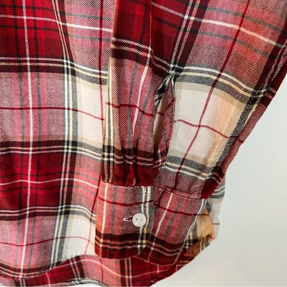 H&M Plaid Cotton Button Down Shirt Fall Colours Size 4 - Picture 4 of 8